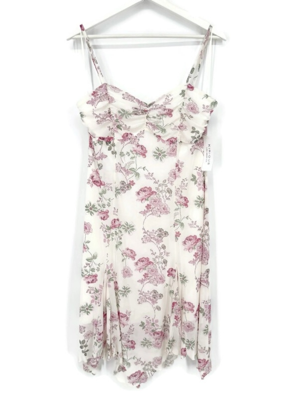 Kirious LA Floral Ruched Sweetheart Dress Asymmetrical Hem‎ XL NWT